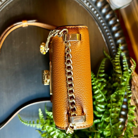 DKNY Tan Leather Crossbody with Gold Accents - Picture 3 of 13